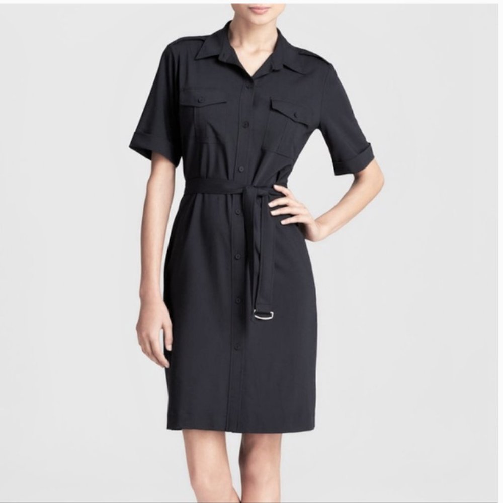 Theory STENNA black belted stretch shirt dress10